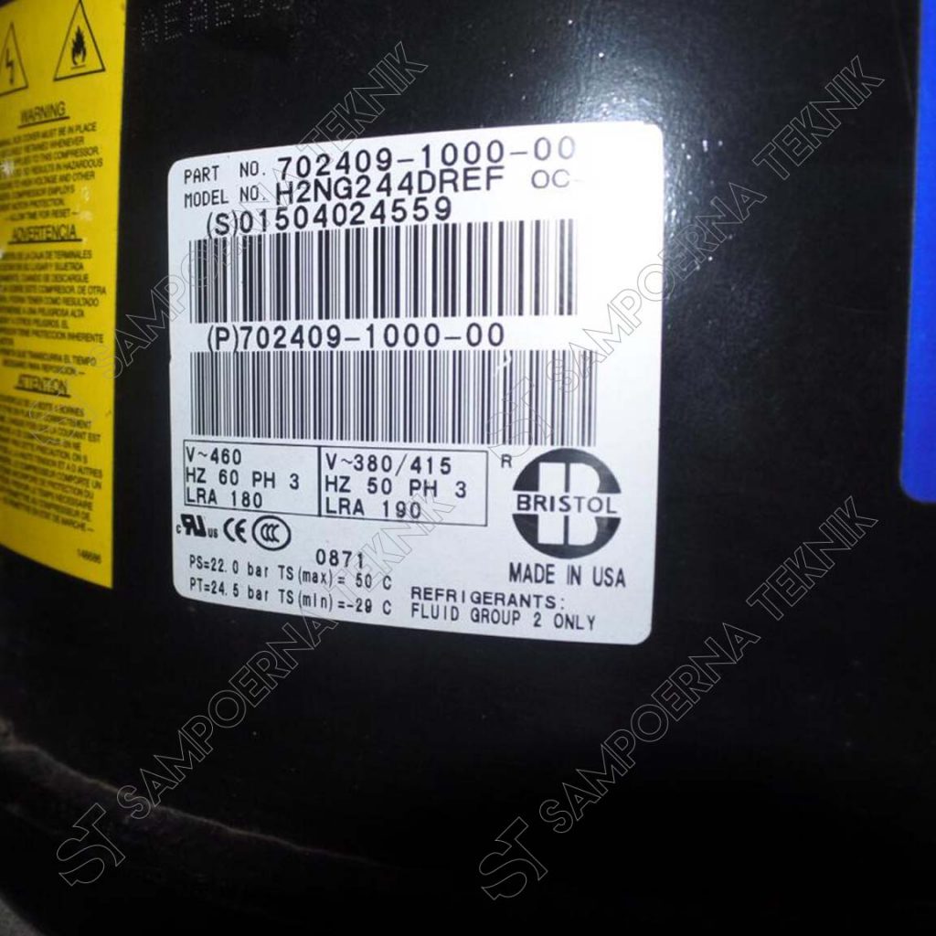 Compressor bristol nameplate Sampoerna Teknik YORK Air Conditioning