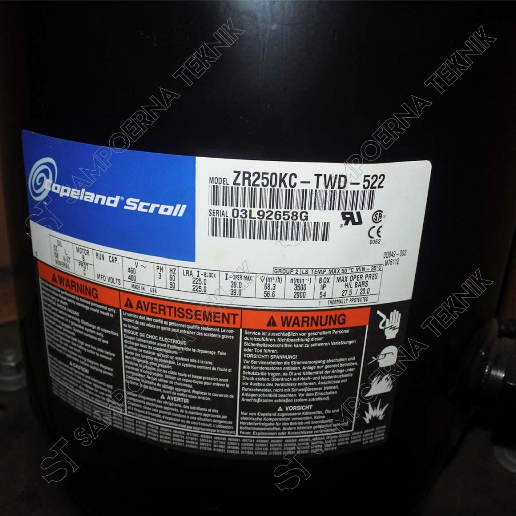compressor copeland zr250kc nameplate Sampoerna Teknik YORK Air