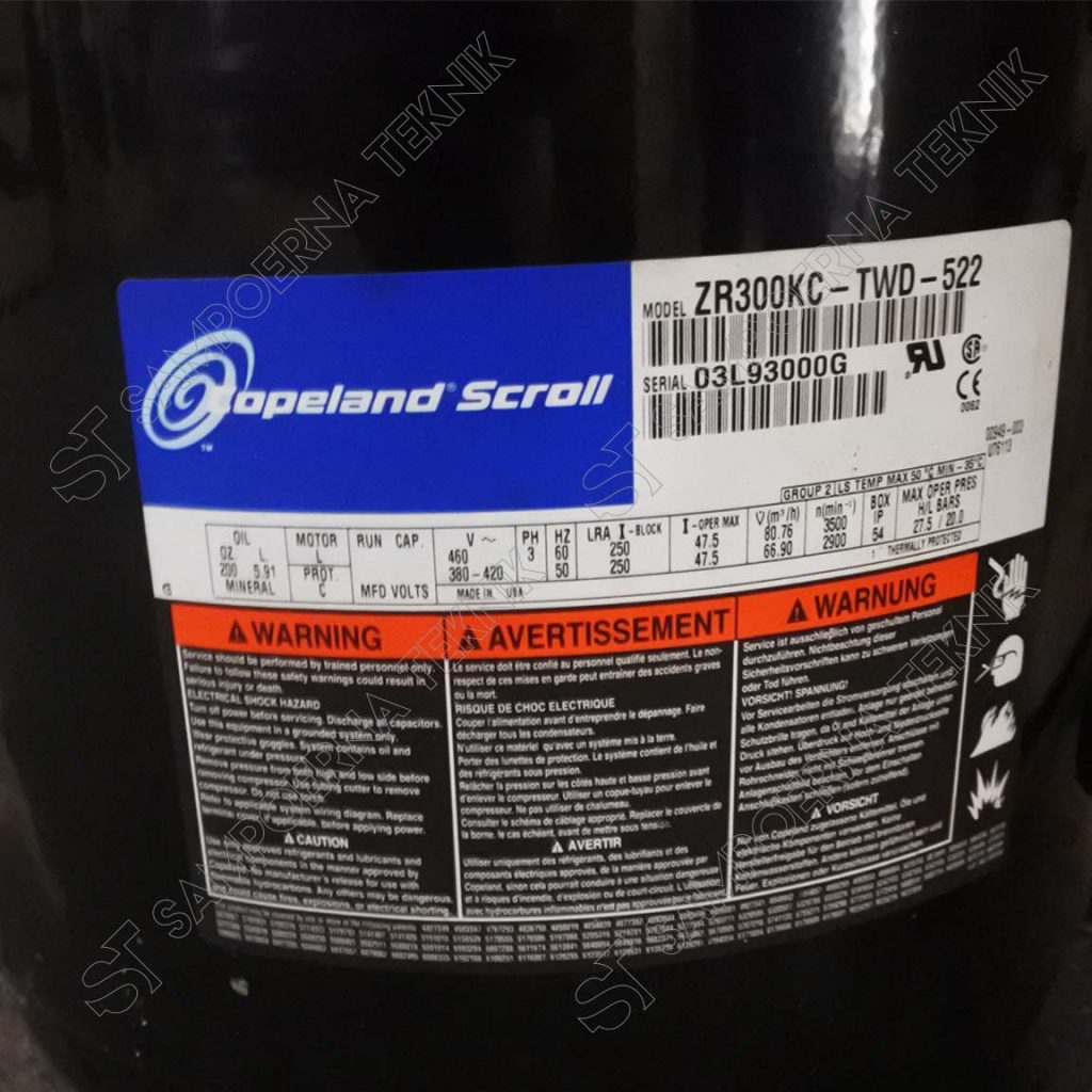 compressor copeland zr300kc nameplate Sampoerna Teknik YORK Air